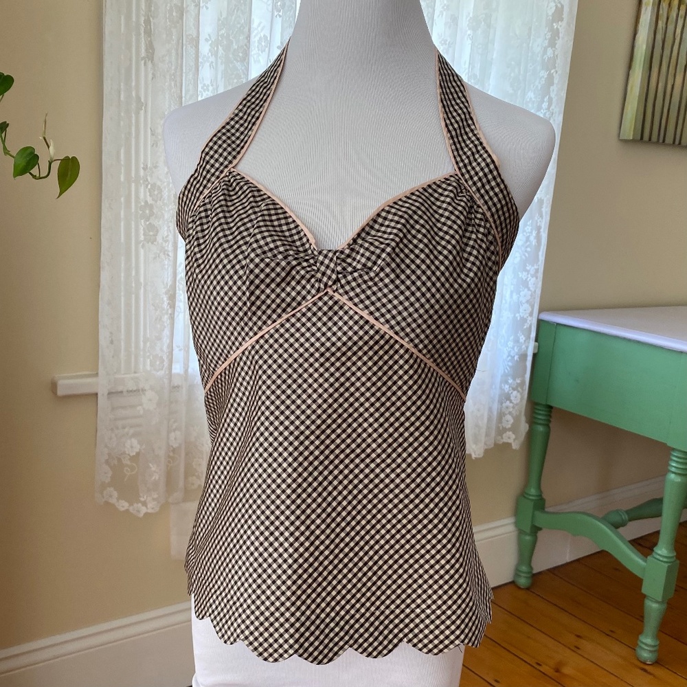Anthropologie Odille Gingham Halter Top 6